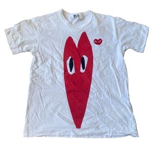 CDG Comme Des Garçons Play Stretched Heart Short Sleeve Shirt Men's Small